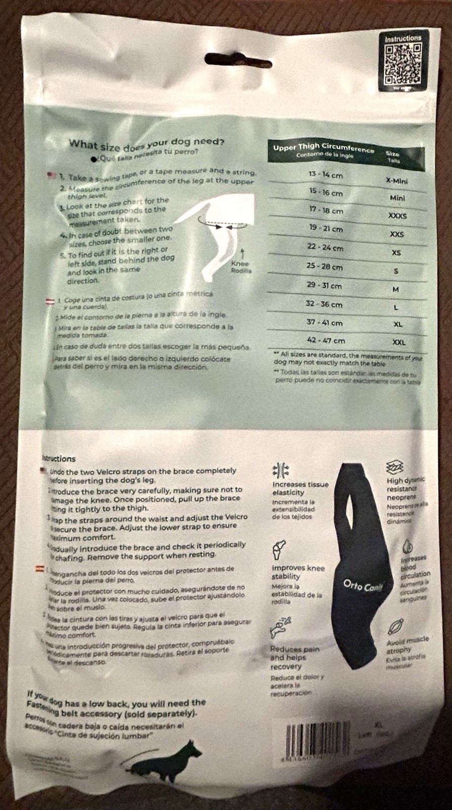 Orto Canis Dog Knee Brace – Size XL Left – New