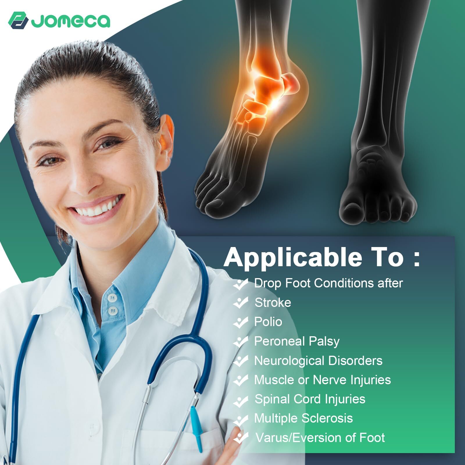 Drop Foot Brace with Arch Support, Medical Grade Adjustable AFO & Foot Orthos…