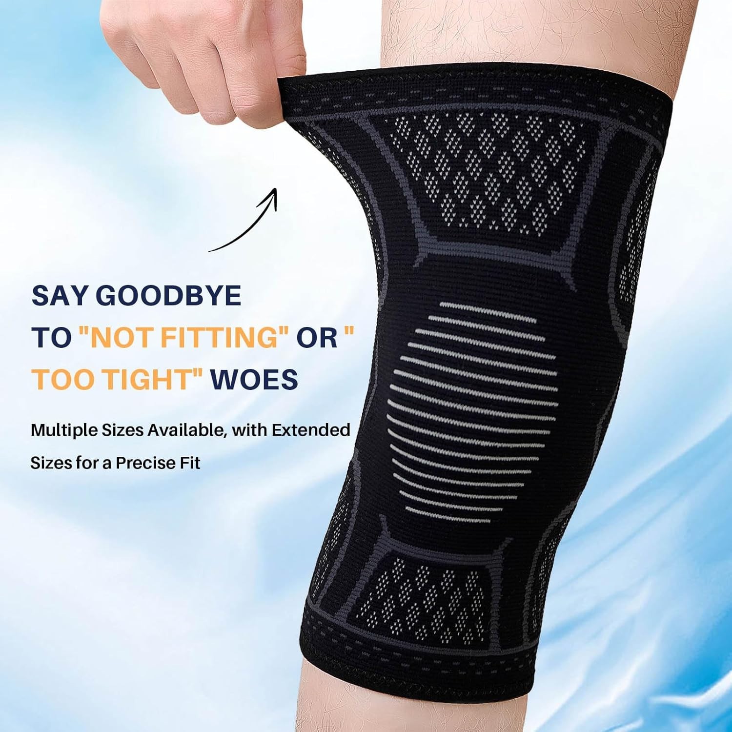 2 Pack Knee Support Sleeve Arthritis Pain Relief, Compression Knee Brace, Black