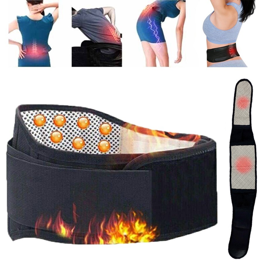 Self Heating Magnetic Back Support Lumbar Lower Waist Brace Belt Pain Relief