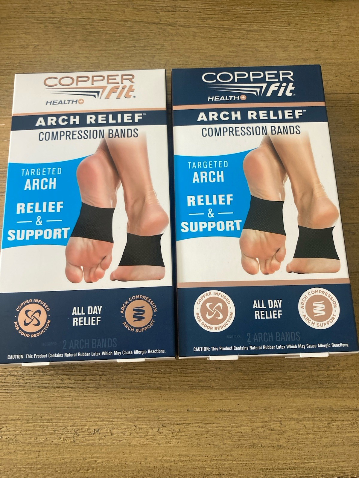 2 Copper Fit Copper Infused Arch Relief Compression Bands One Size Fits Most NEW