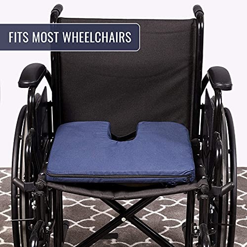 DMI Sloping Back Foam Seat Cushion for Coccyx Pain Relief, For 18 Inch, Navy