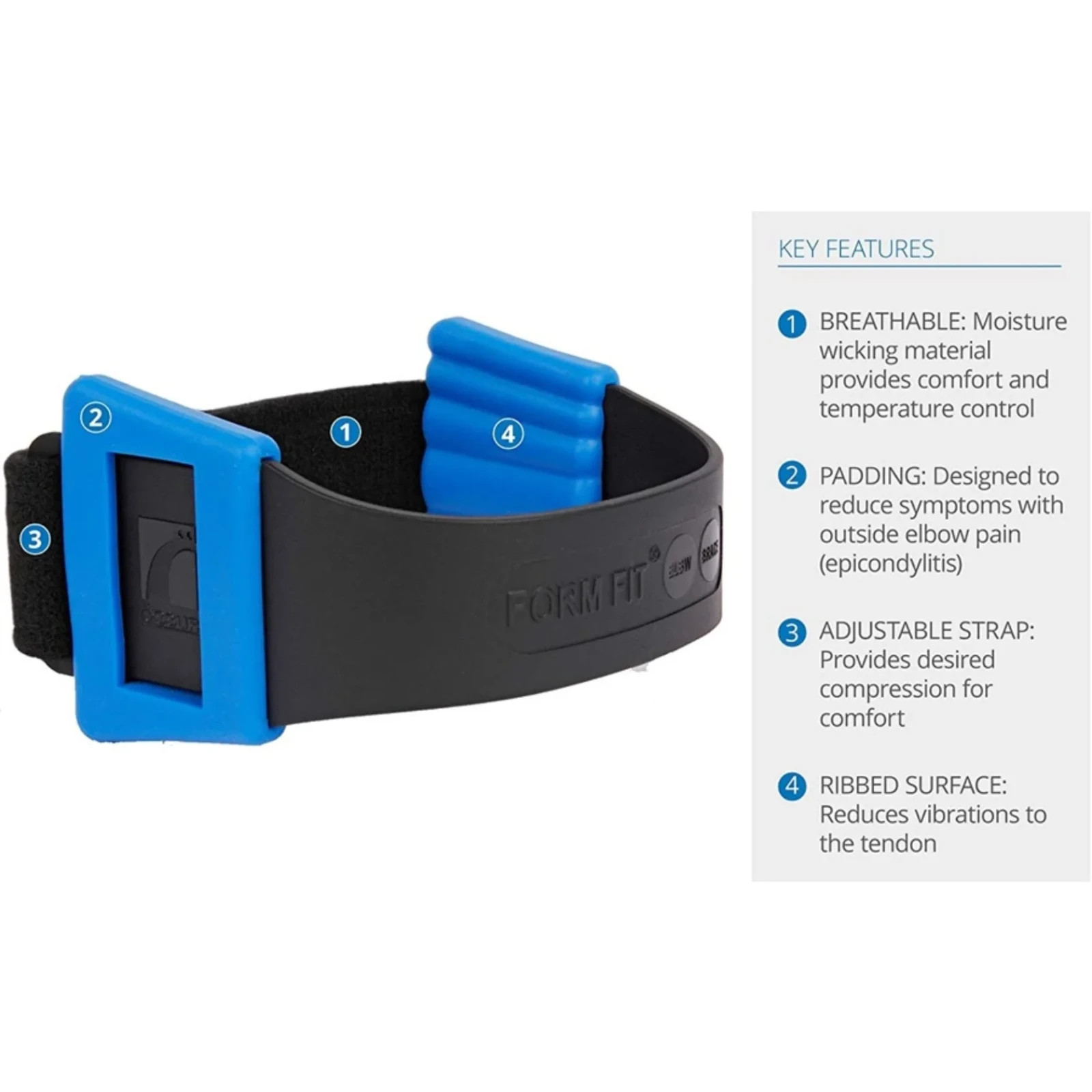 Ossur Formfit Tennis Elbow Ergonomic Moisture-Wicking Comfort Adjustable Strap
