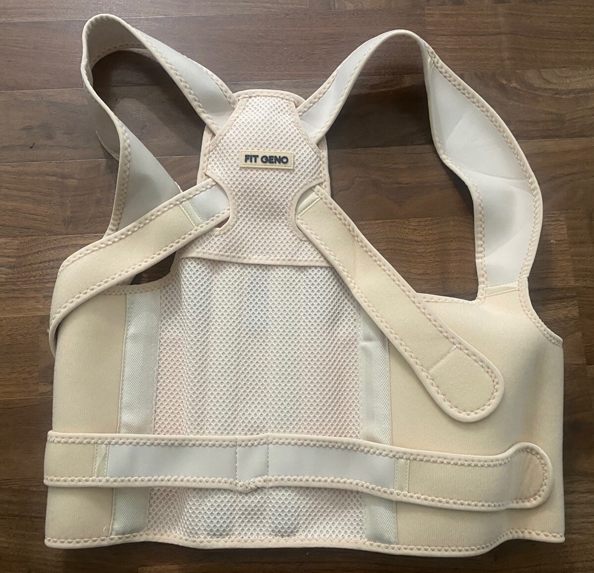 Fit Geno Back Brace Posture Corrector for Women and Men, Medium, Beige
