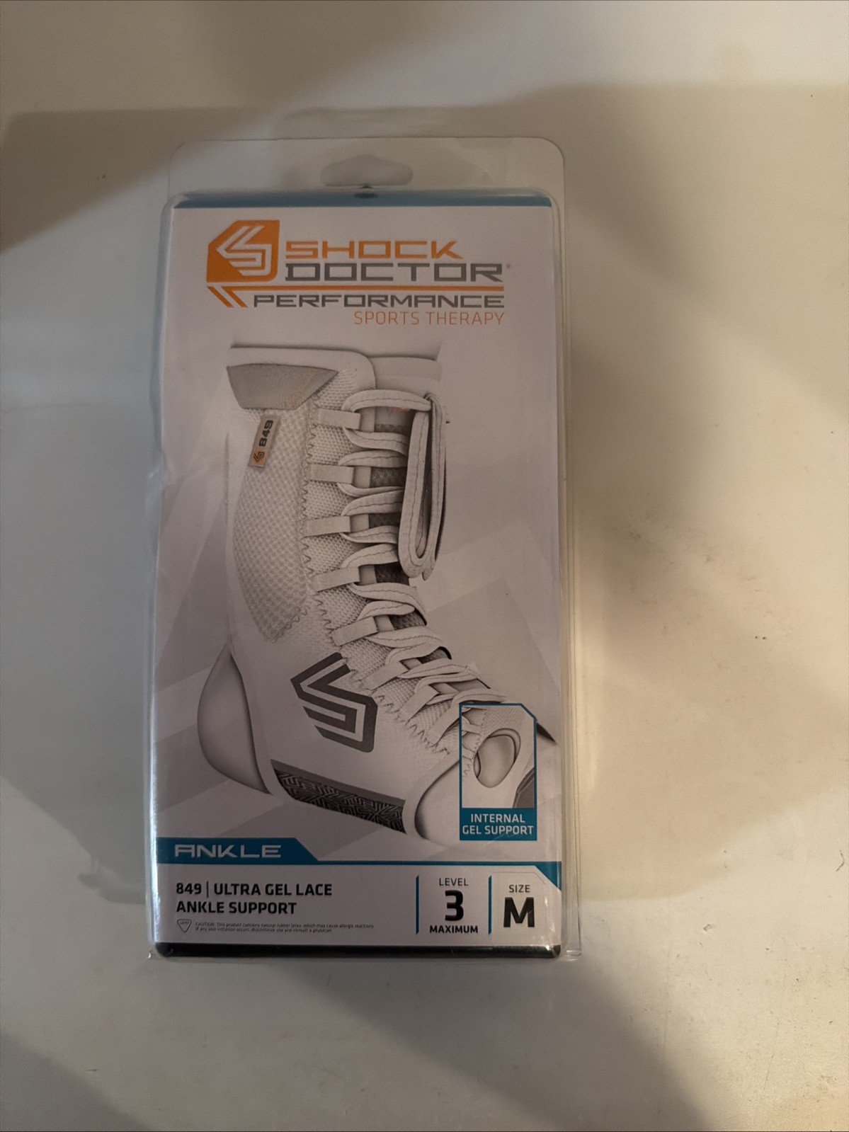 Shock Doctor Ultra Gel Lace Ankle Support 849 Level 3 Size M White Brand New