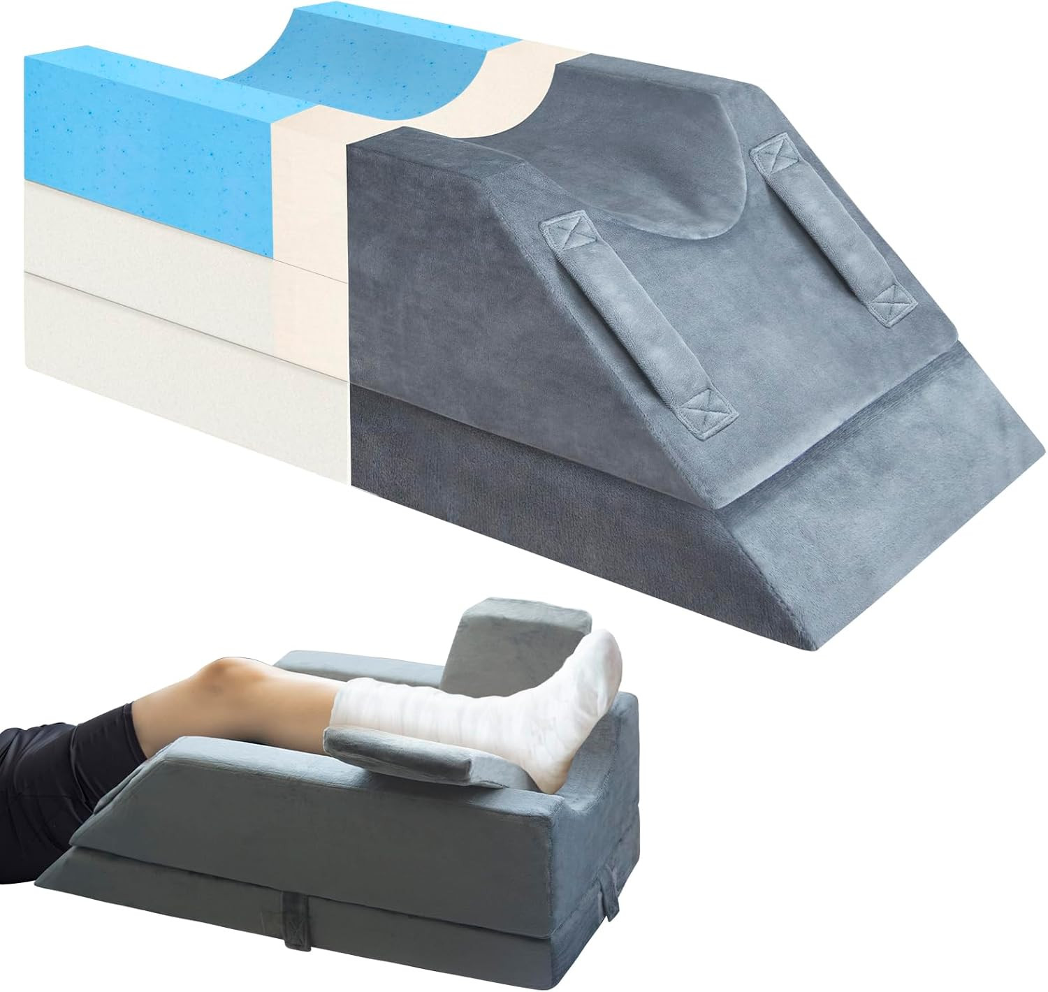 Adjustable Leg Elevation Pillow Memory Foam Recovery Wedge