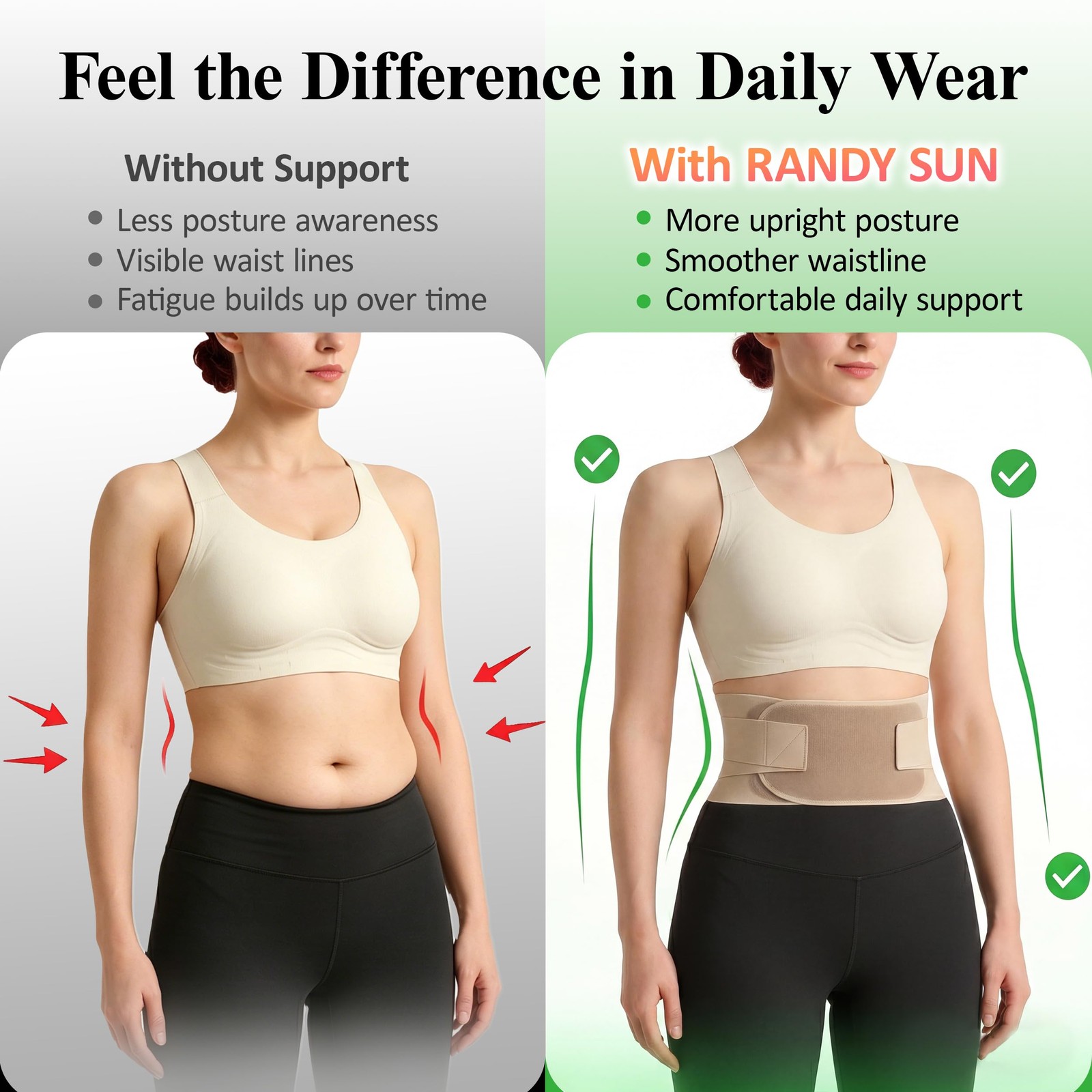 Enhanced Back Brace with EVA Cushion Pad, Ultra Thin Lumbar Support Belt for …