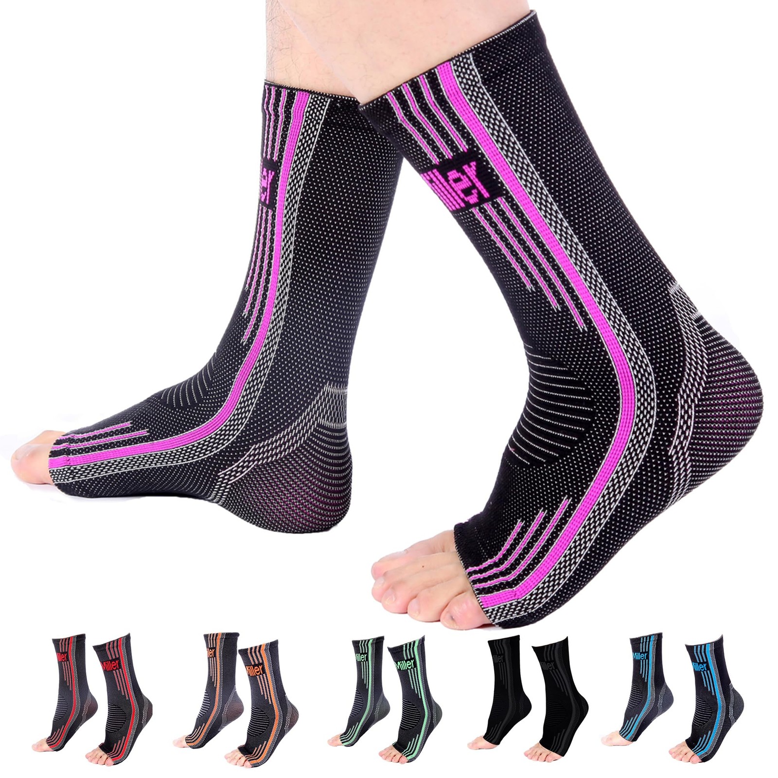 Ankle Compression Sleeve Plantar Fasciitis Support Toeless 20-30 mmHg 1 Pair