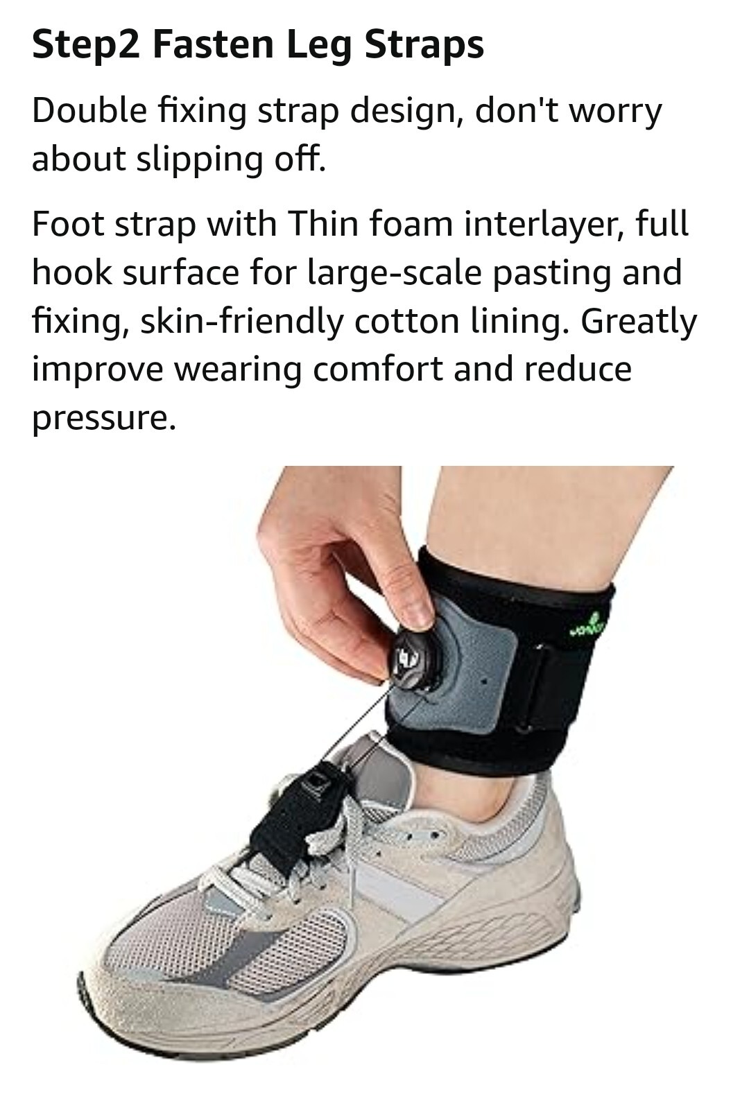 JOWECA drop foot brace reel-adjust Drop Foot Support.Fit Women/Man. 2 Gray-Black