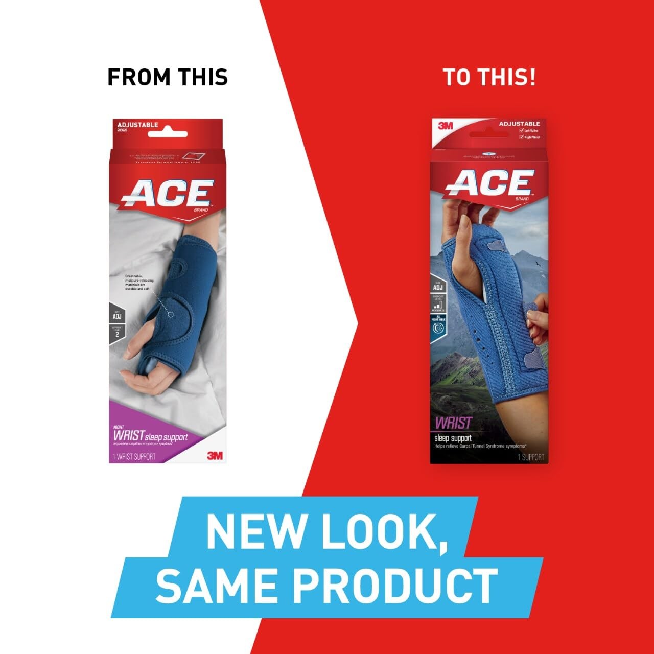 ACE Night Wrist Sleep Support, Adjustable, Blue, Helps Provide Relief from