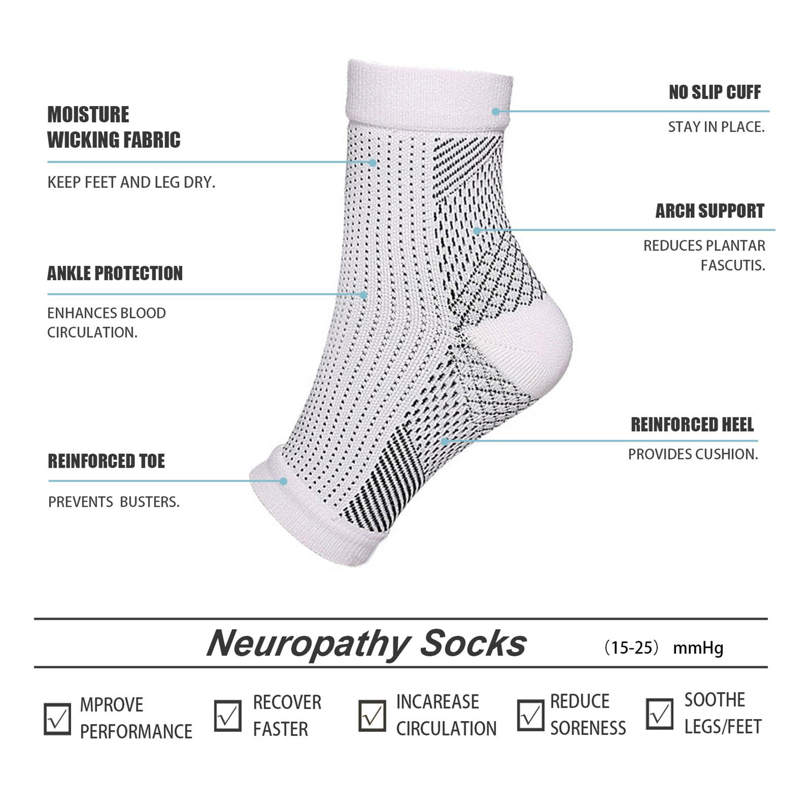 2/4 Pairs Neuropathy Socks For Womens Mens Soothe Relief Compression Socks