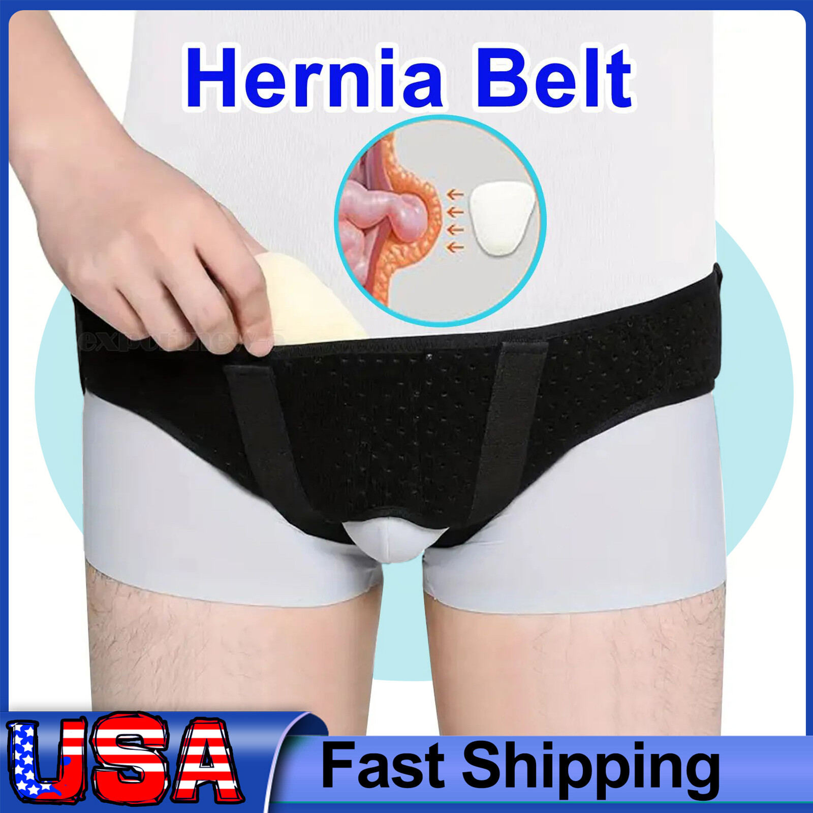 Men Inguinal Hernia Support Belt Double Groin Hernia Pain Relief Truss Brace
