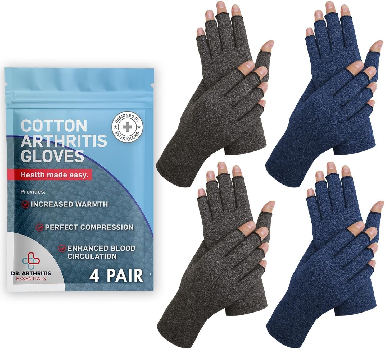 Doctor Developed Open-Finger Compression Gloves for Arthritis Relief, Small Size