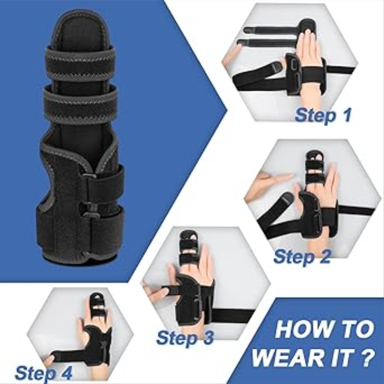 Finger Splint: Support the Middle, Index, little or Ring Finger S-M (Left Hand)