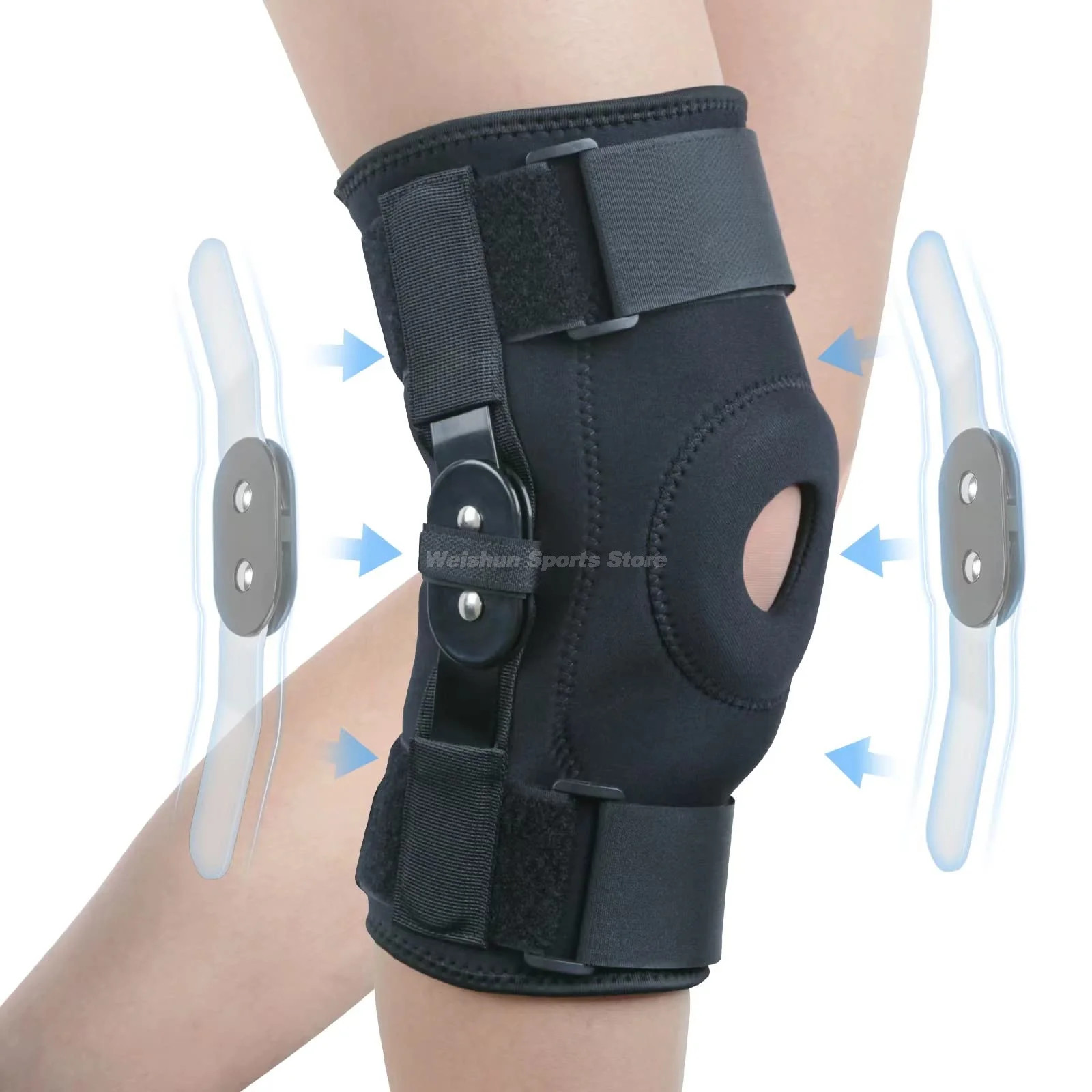 Hinged Knee Brace Orthopedic Meniscus Knee Pad with Side Stabilizers Arthritis P