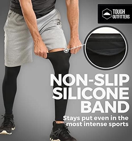 Compression Leg Sleeves – Full Leg Sleeves for Men, Women & Youth X-Large Black