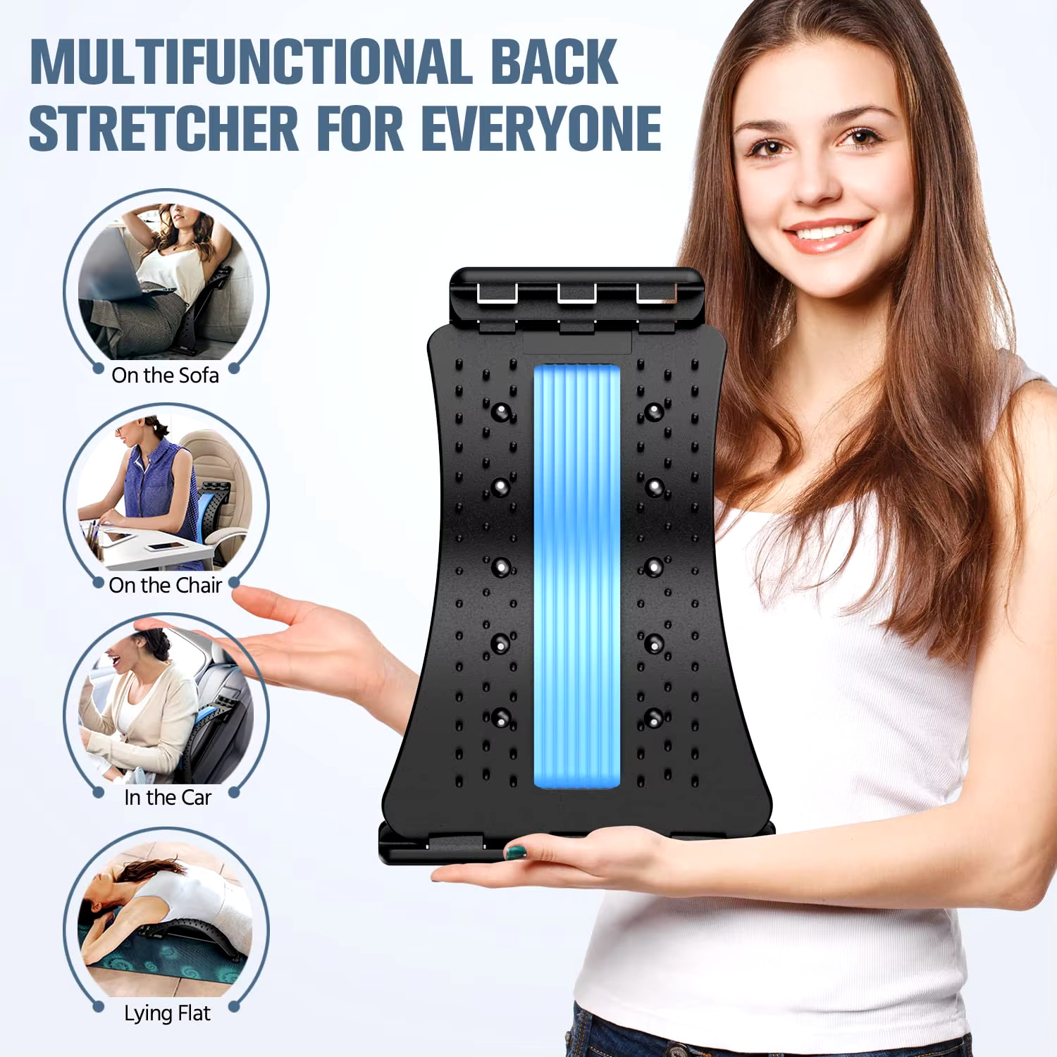 Back Stretcher for Back Pain Relief, Multi-Level Back Cracker Board, Lower and U