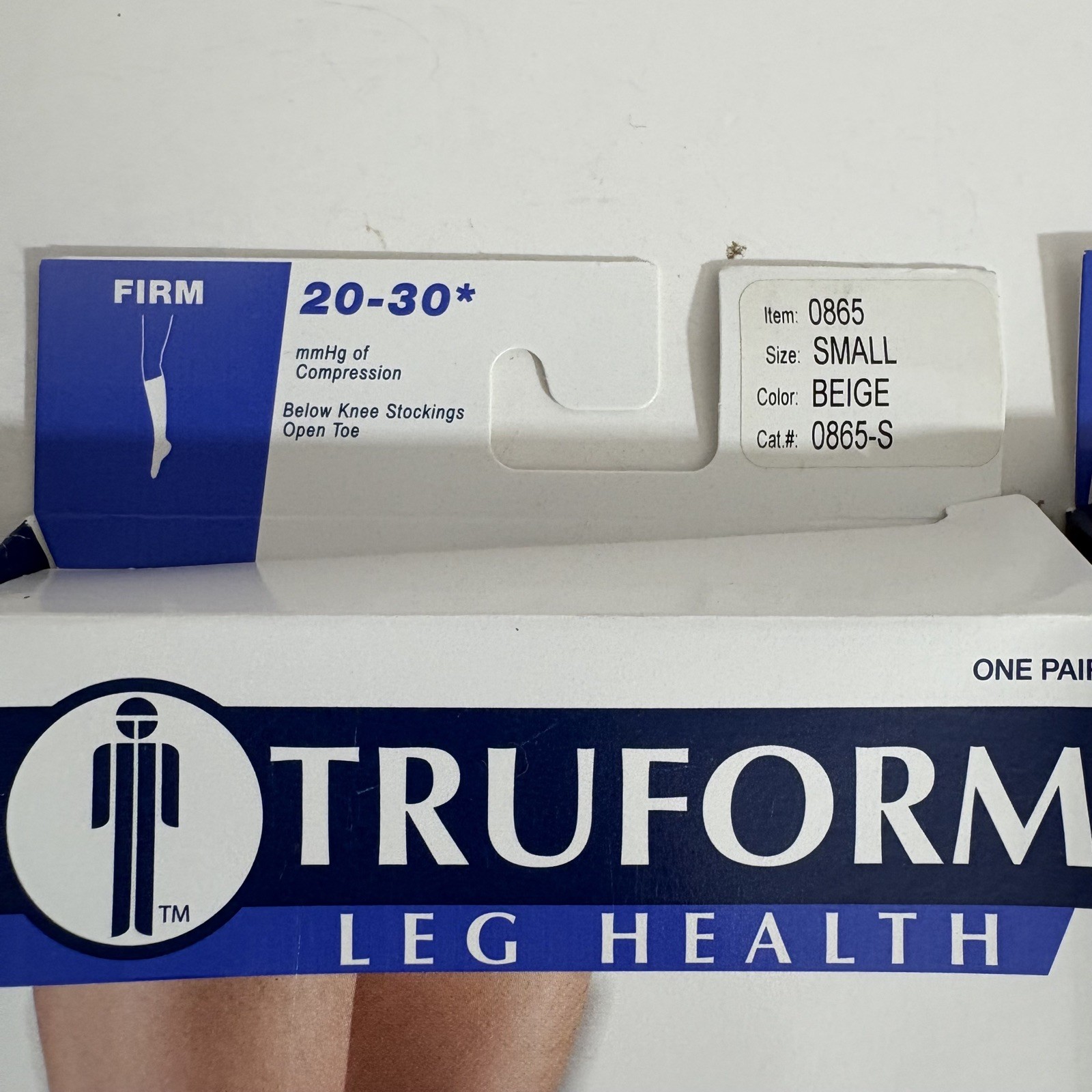 Truform 20-30 Below Knee Compression Stockings Open Toe Beige Small # 0865-S