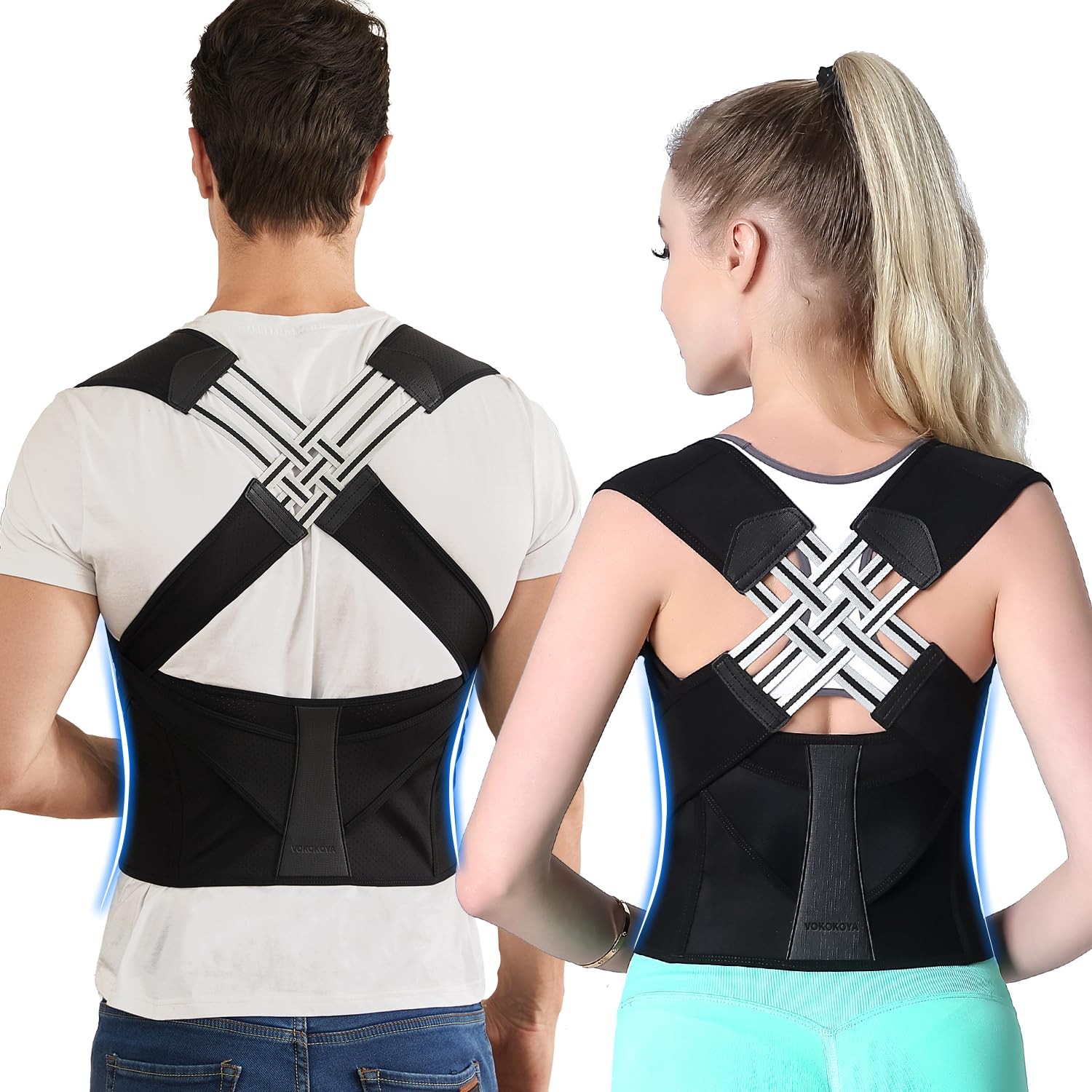 VOKOKOYA Posture Corrector for Women and Men,Adjustable Medium, BLACK