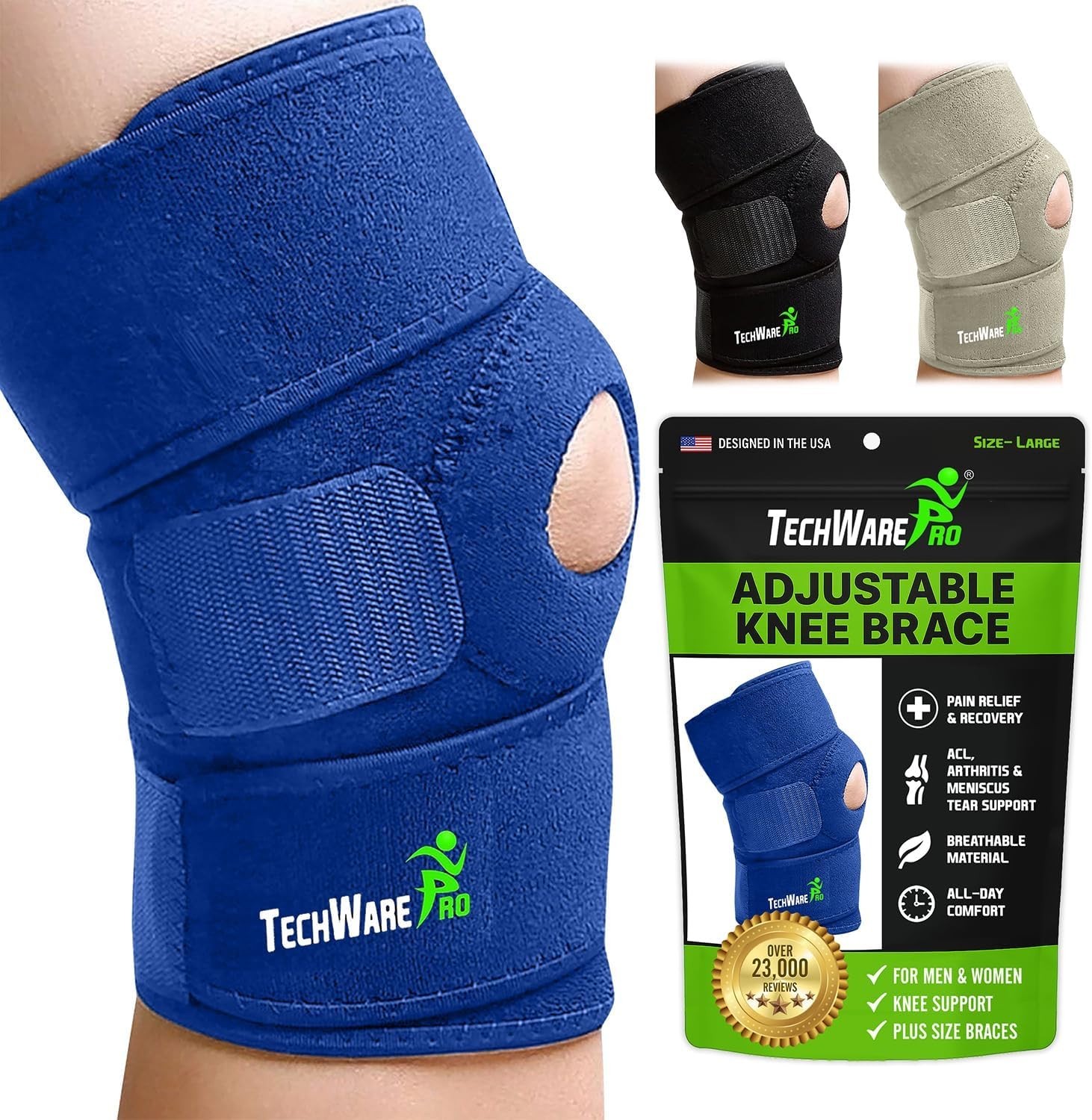 Durable Knee Brace Support with Flexible Stabilizers for All Sports Activities