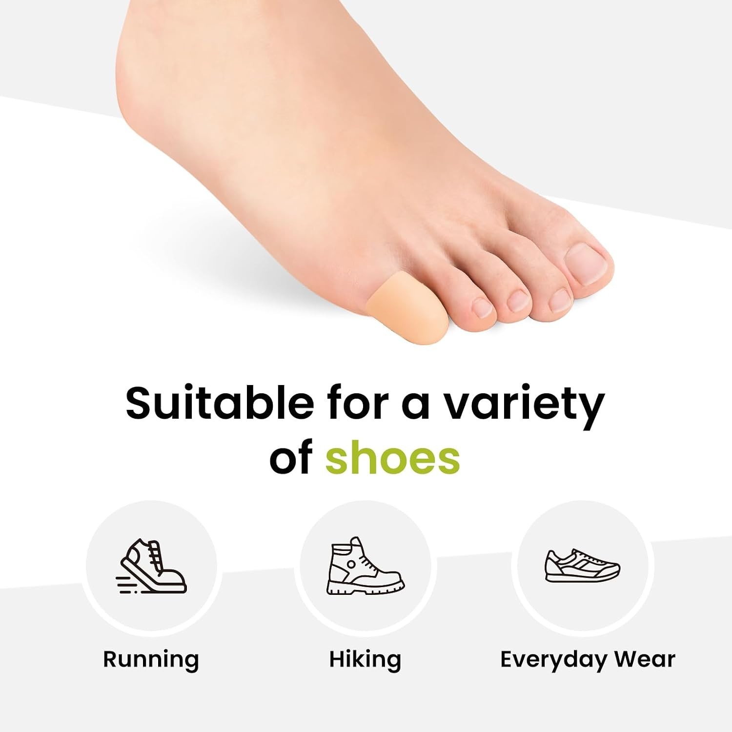 Adjustable Pinky Toe Caps – 8 Pcs Silicone Protectors for Running and Comfort