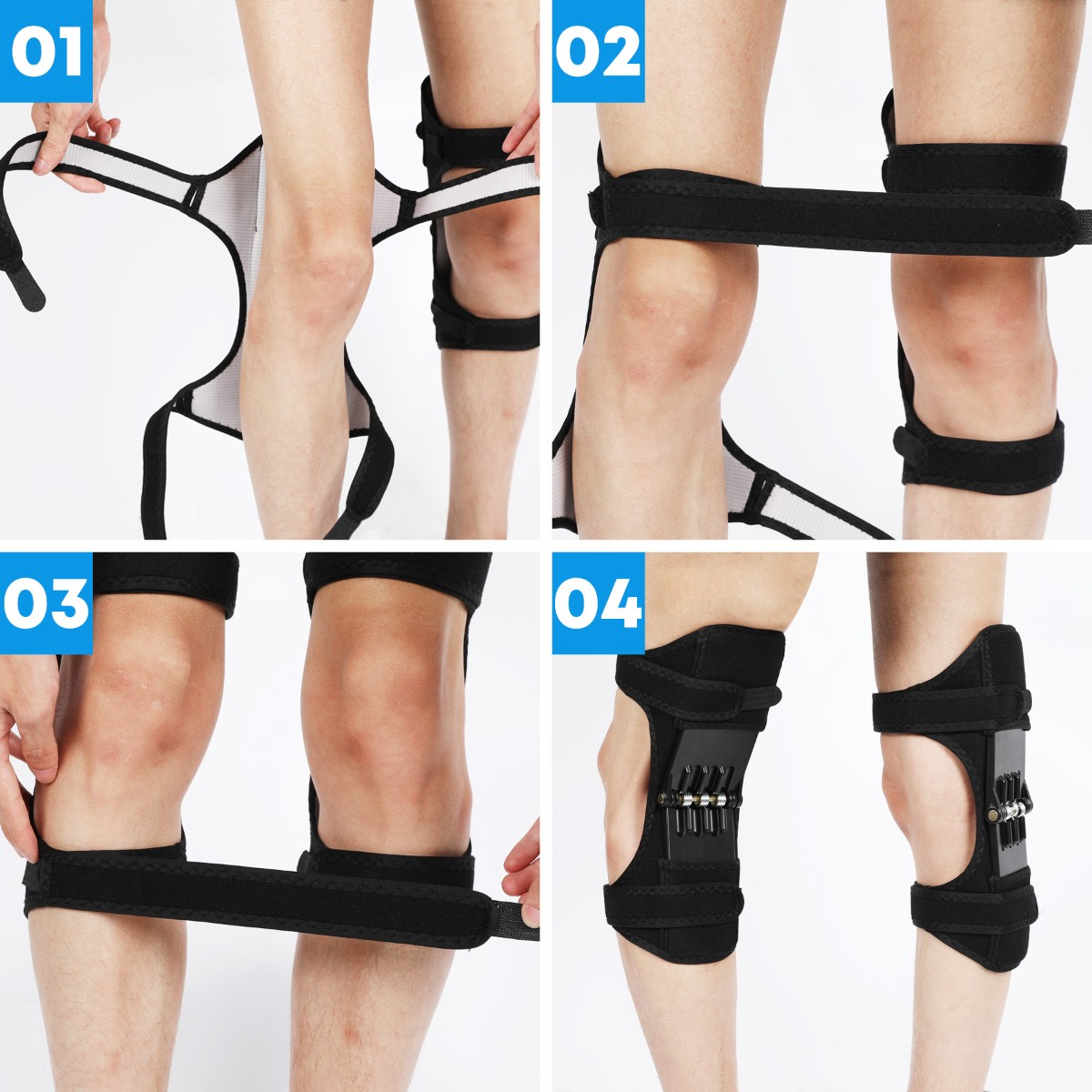 Knee Booster Spring Knee Strap Brace Breathable Non-Slip Knee Joint Support Pads