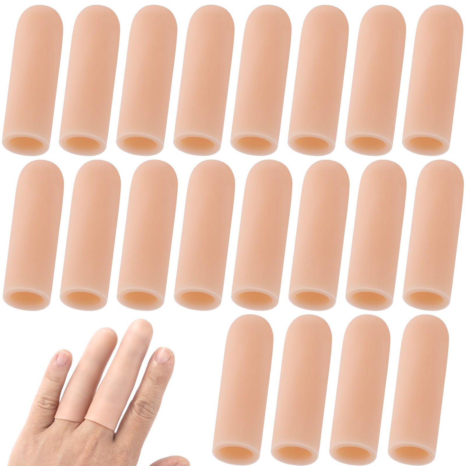 20 PCS Gel Finger Sleeve Protectors Silicone Clear Finger Support Finger Slee…