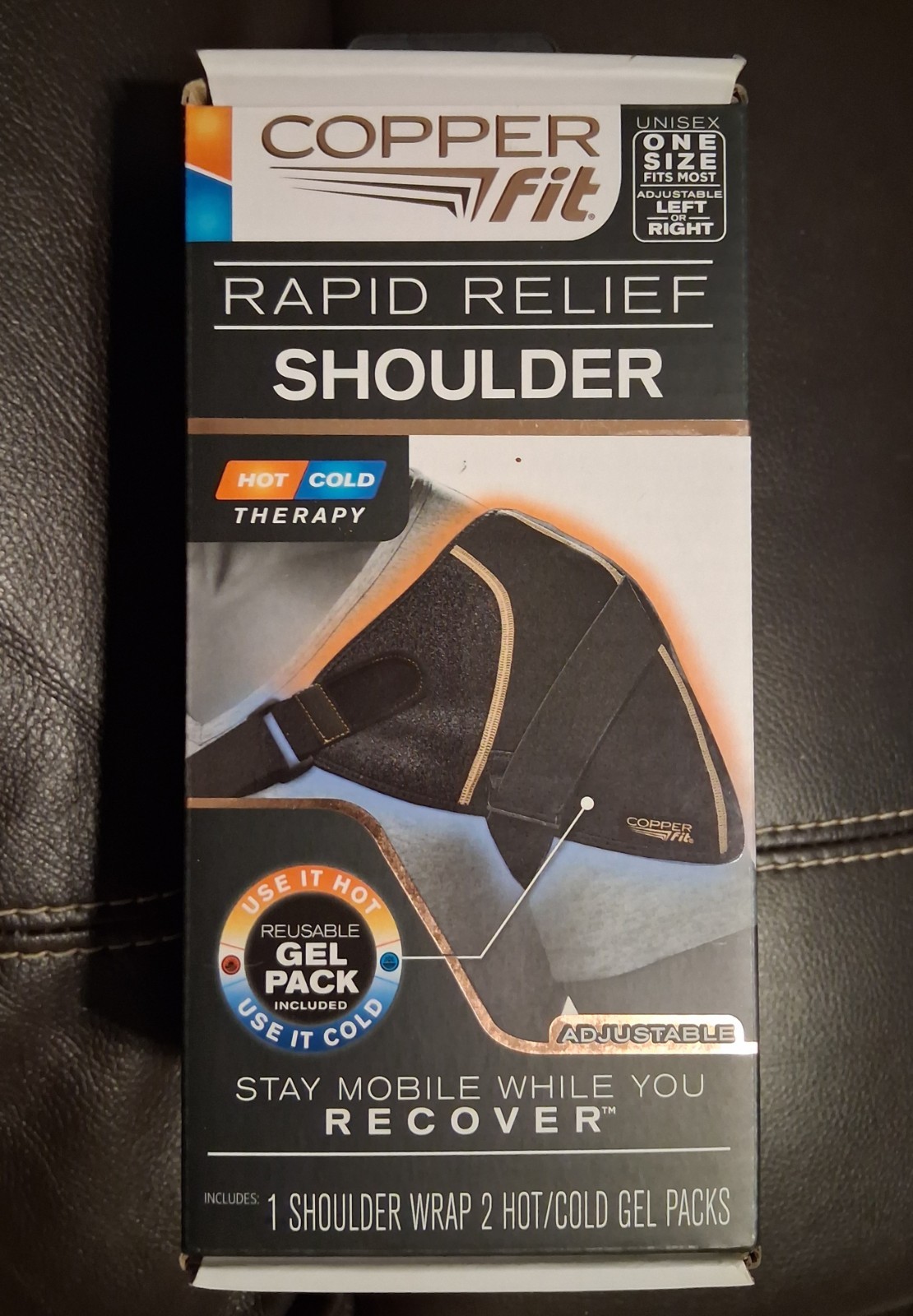 Copper Fit Rapid Relief Shoulder Sling Hot Cold Therapy New With 2 Hot/cold Pad