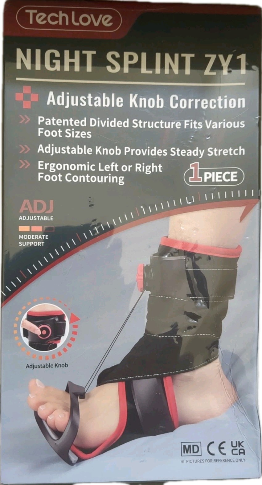 Tech Love Night Splint ZY1 – Adjustable Knob, Left Foot Correction Support NIB