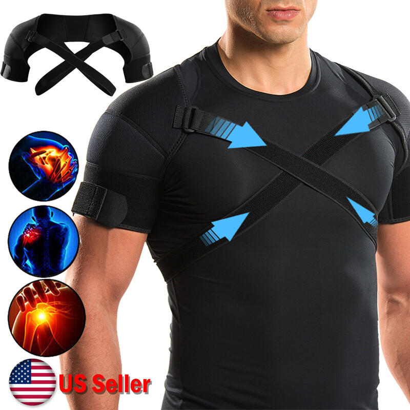 Double Shoulder Brace Rotator Cuff Support Pain Relief Adjustable Shoulder Wrap