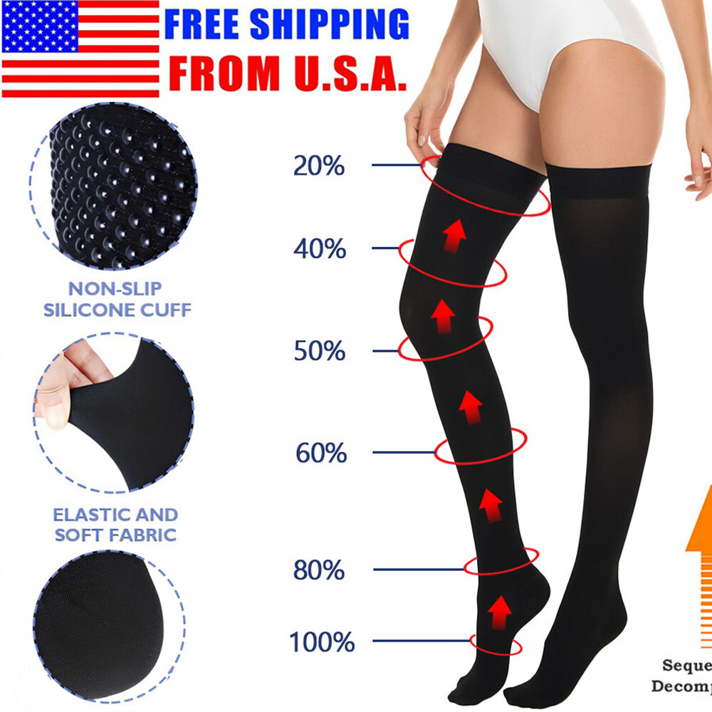 Thigh High Long Socks For Women Men Outdoor Compression Stockings 20-30 mmhg