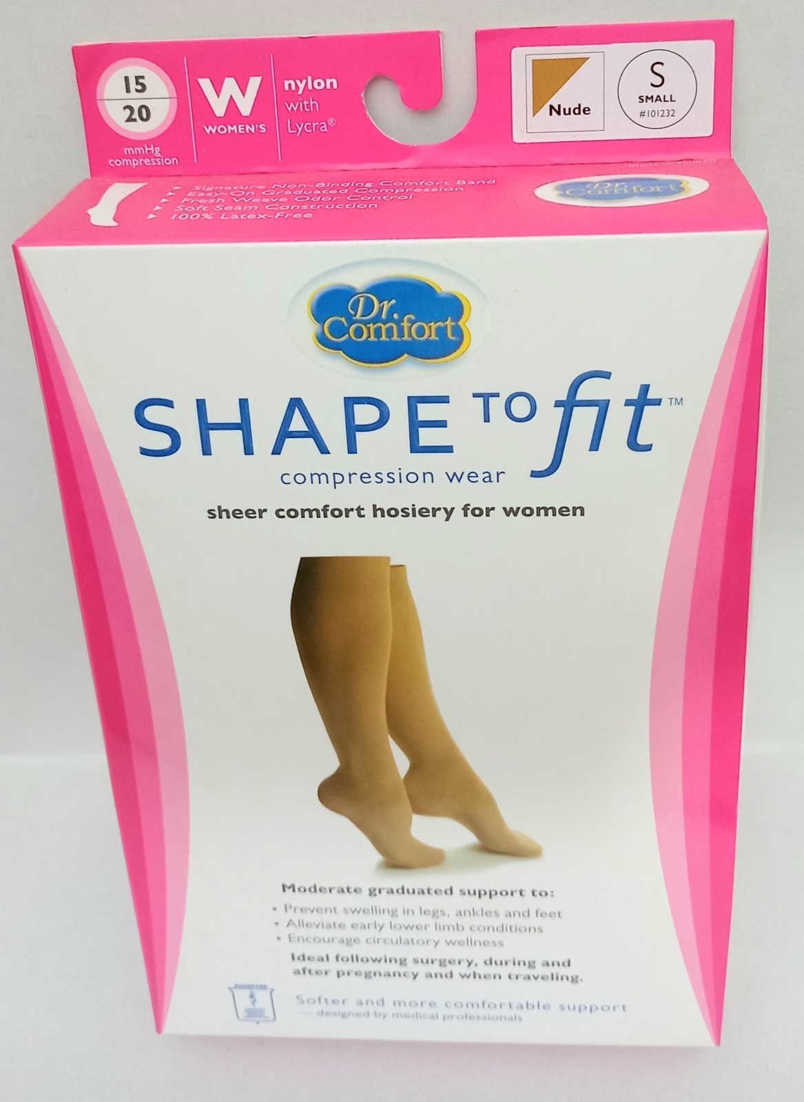 Dr. Comfort Shape to Fit Knee High Stockings 15-20 mmHg Compression NUDE, Small