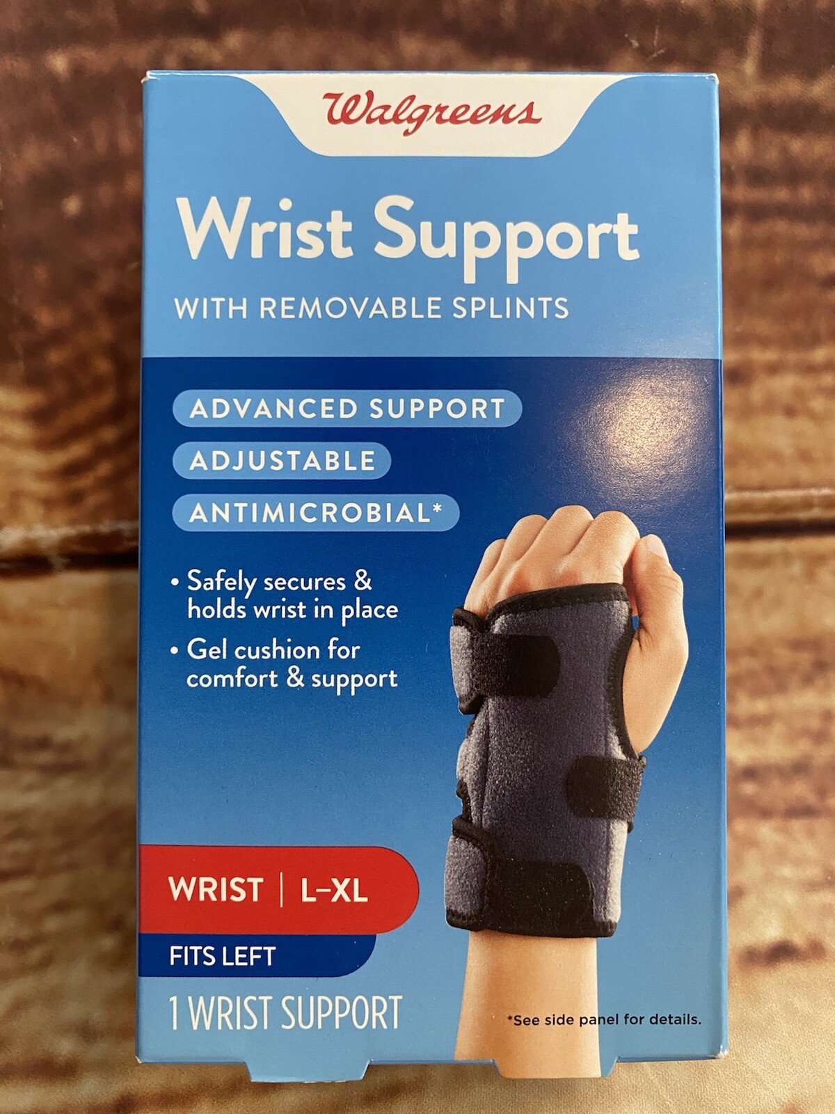 Walgreens Wrist Support w/ Removable Splint Adjustable Fits Left Hand Size L-XL