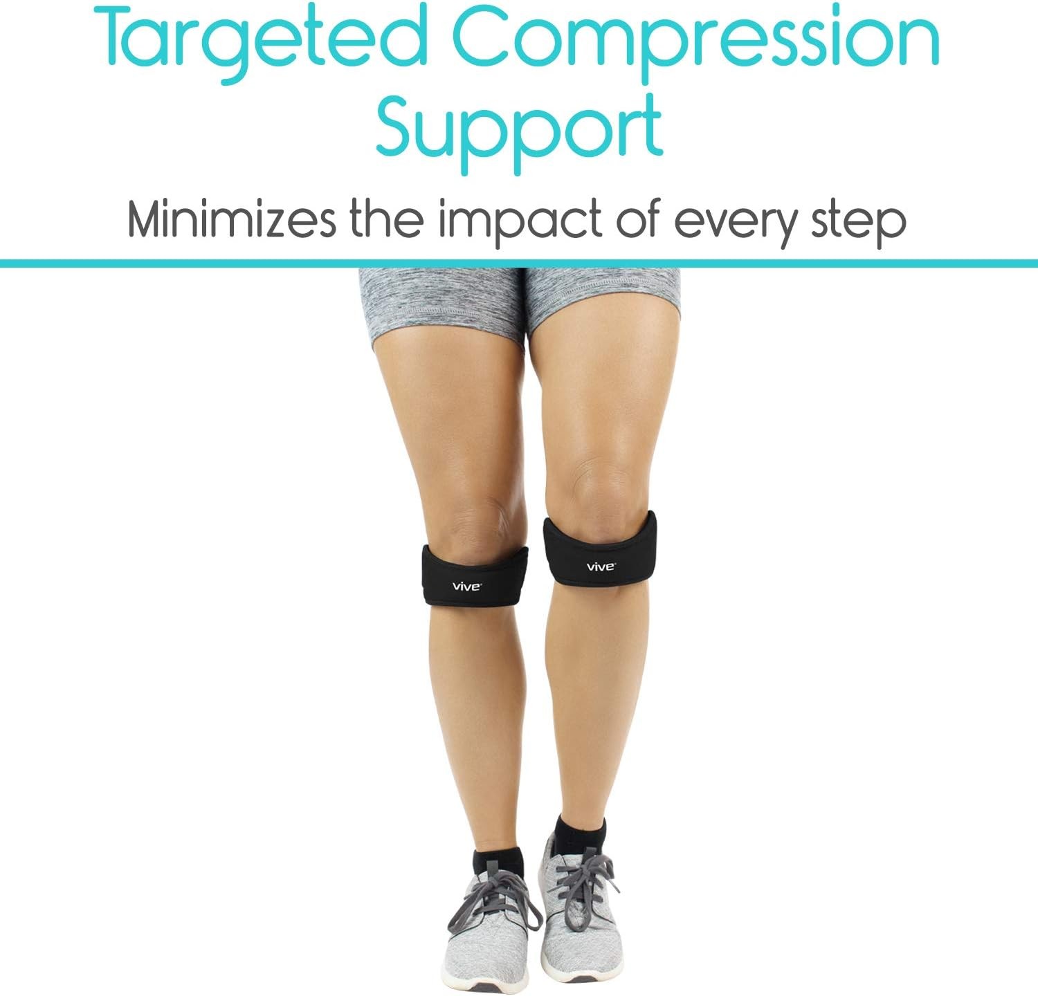 Vive Unisex Patella Stabilizer Knee Strap Brace Support One Size (Black) Osgood