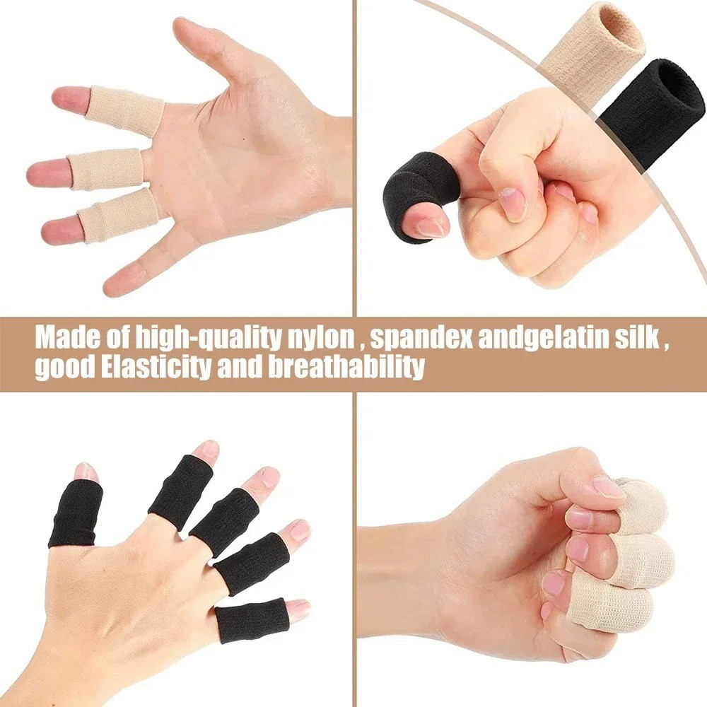 10PCS Finger Support Sleeves Thumb Brace Sports Compression Protector Gloves