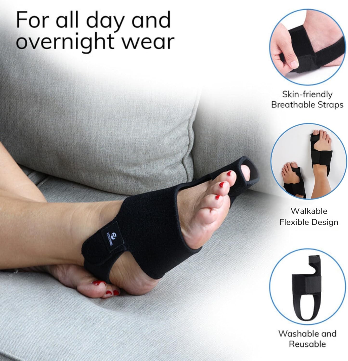 Fittest Pro Bunion Corrector (2pcs) FSA or HSA Eligible, Orthopedic Black