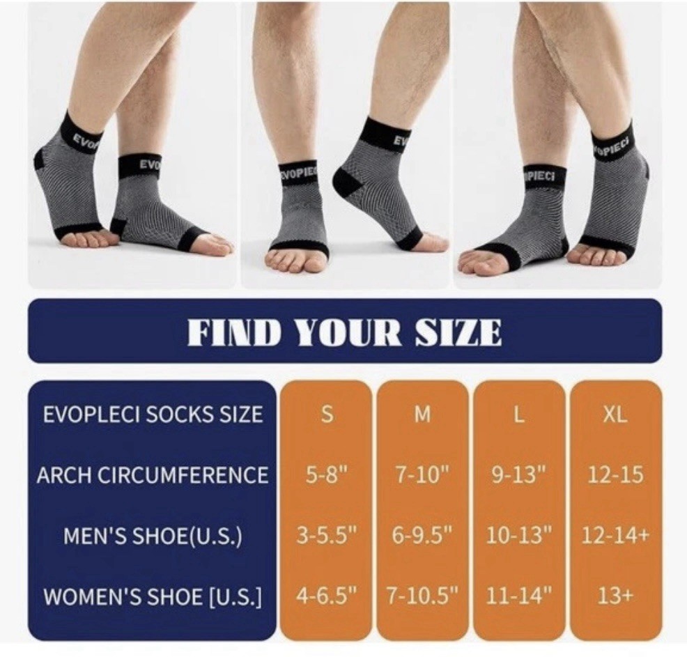 EVOPLECI Ankle Compression Sleeve Socks for Plantar Fasciitis. Unisex