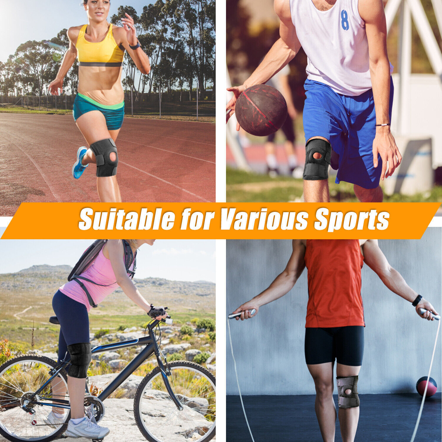 Knee Brace Compression Sleeve Support Sports Joint Arthritis Patella Stabilizer