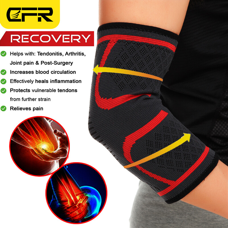 Compression Elbow Support Brace Sleeve Arthritis Tendonitis Pain Golfer Tennis