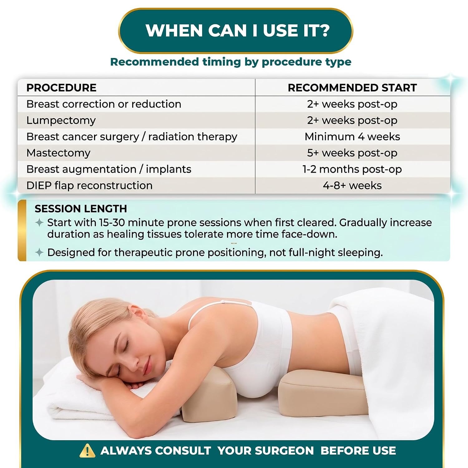 Medical Breast Pillow for Larger Bust Sizes AA-C+ Black Wedge Cushion Post