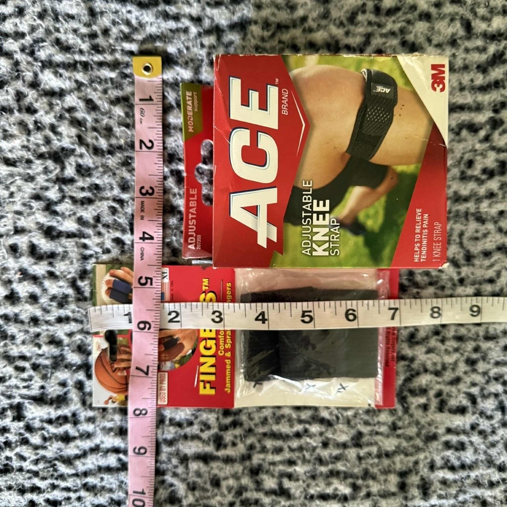 ACE Black & Red Adjustable Knee Strap & Finger Supports One Size