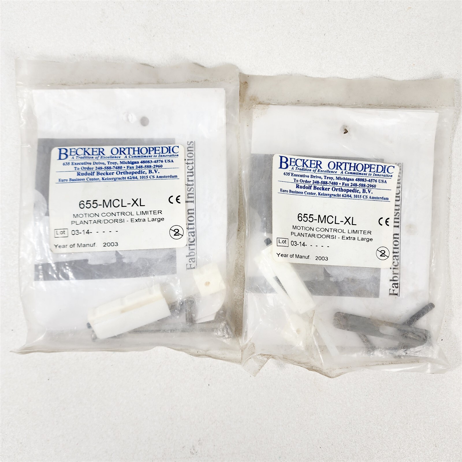 2 Pairs of AFO Plantar Dorsi Stop 655-MCL-XL Motion Control Limiter Extra Large