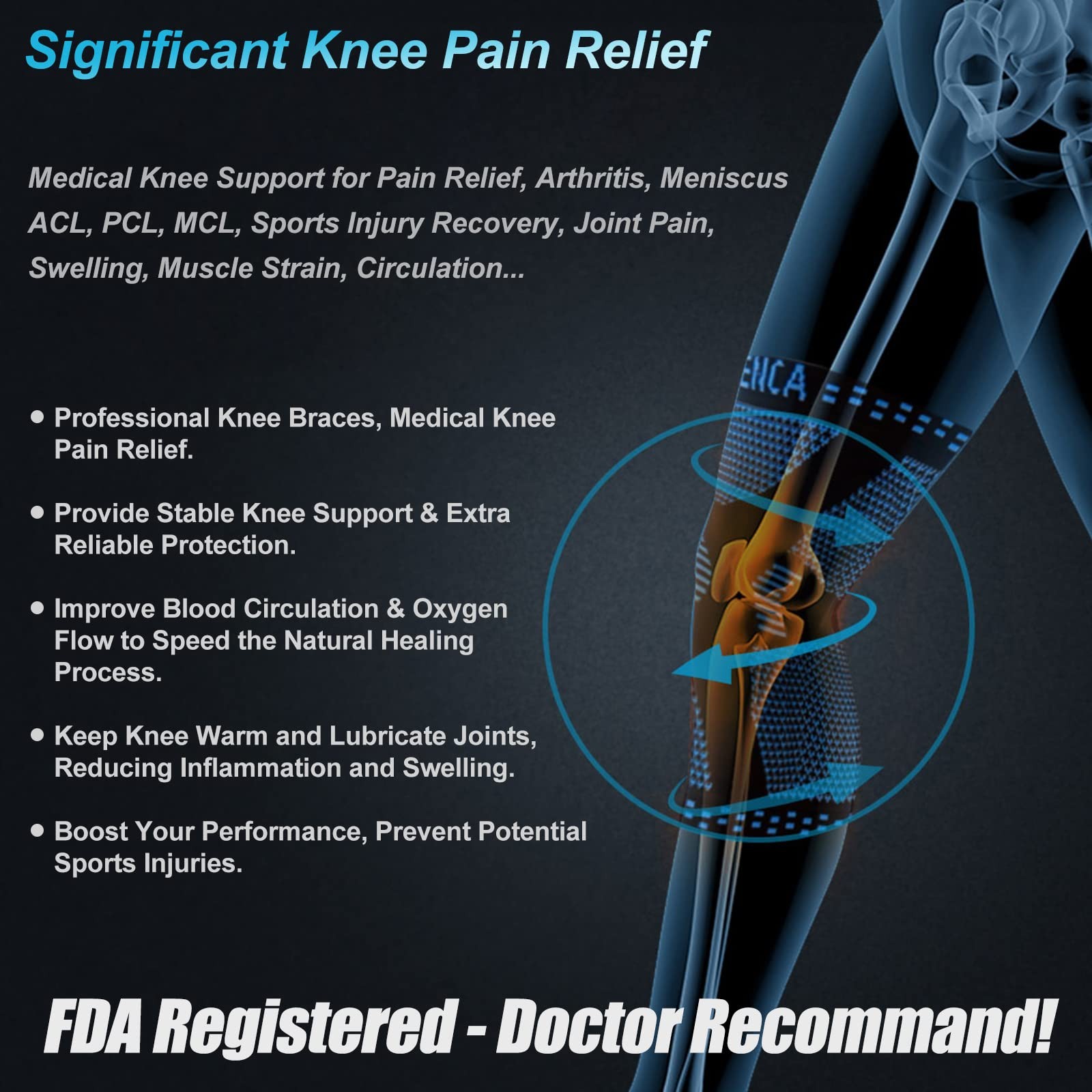 NEENCA Professional Knee Brace, Compression Knee Sleeve with Patella Gel Pad & S
