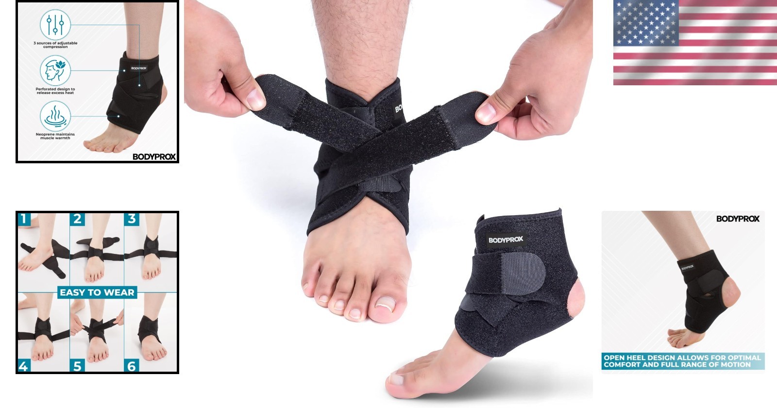 Adjustable Breathable Neoprene Ankle Support Brace for Sports & Recovery 1 Pack