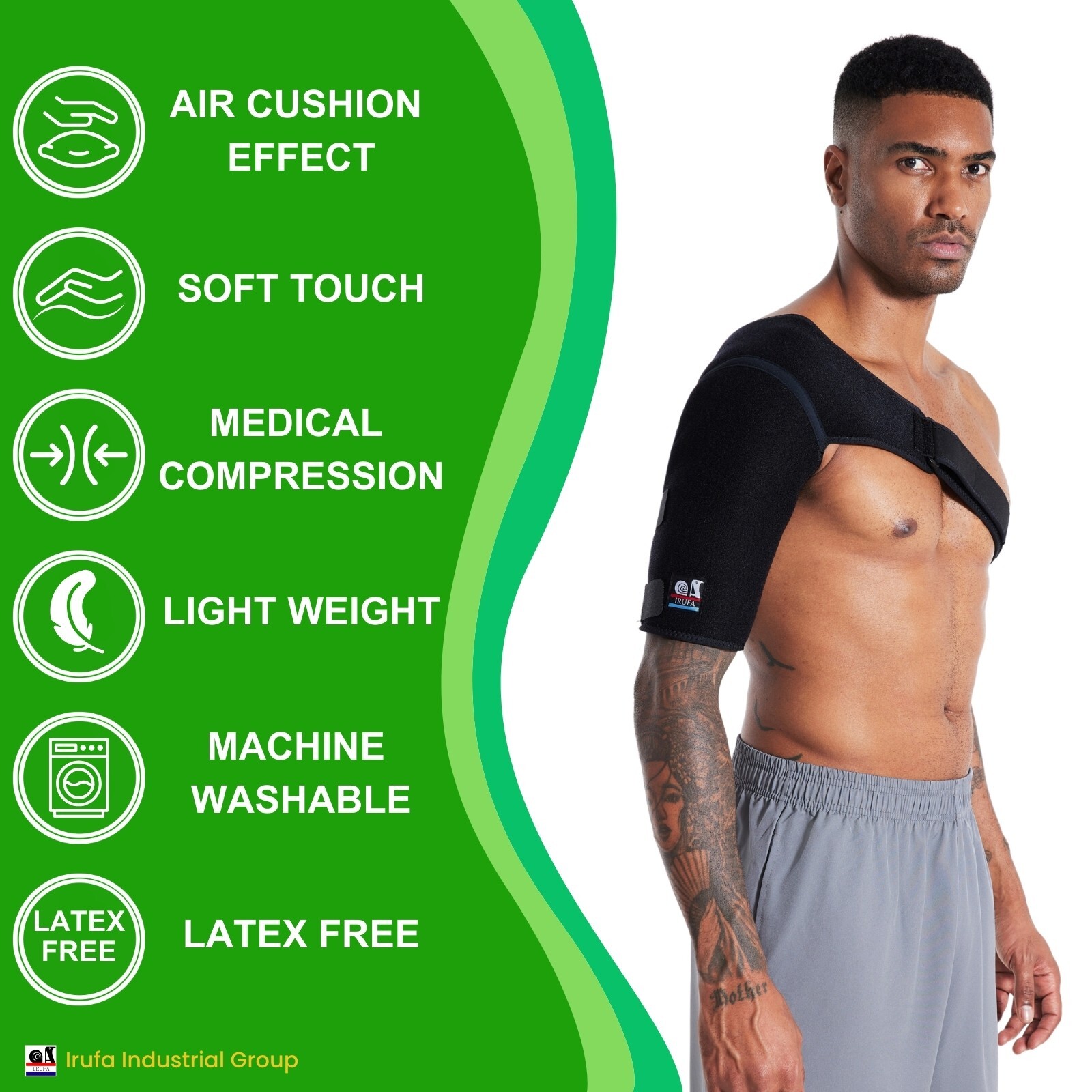 IRUFA 3D Breathable Cuff Shoulder Brace Support AC Joint Dislocated Injury