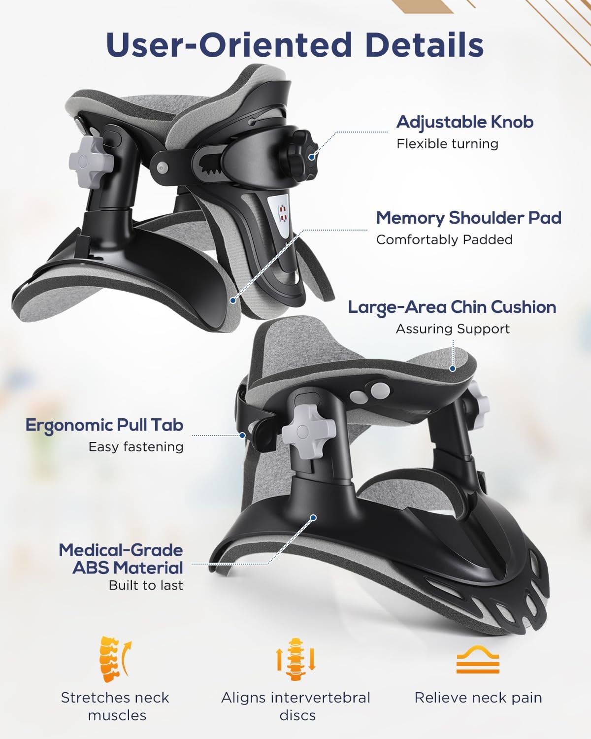 Hybodies Cervical Traction Device, Neck Stretcher for Pain Relief at A: Black