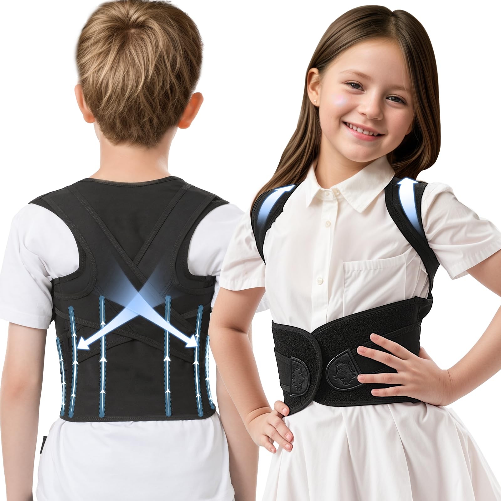 Posture Corrector for Kids and Teens Adjustable Full Back Support Brace, Scol…