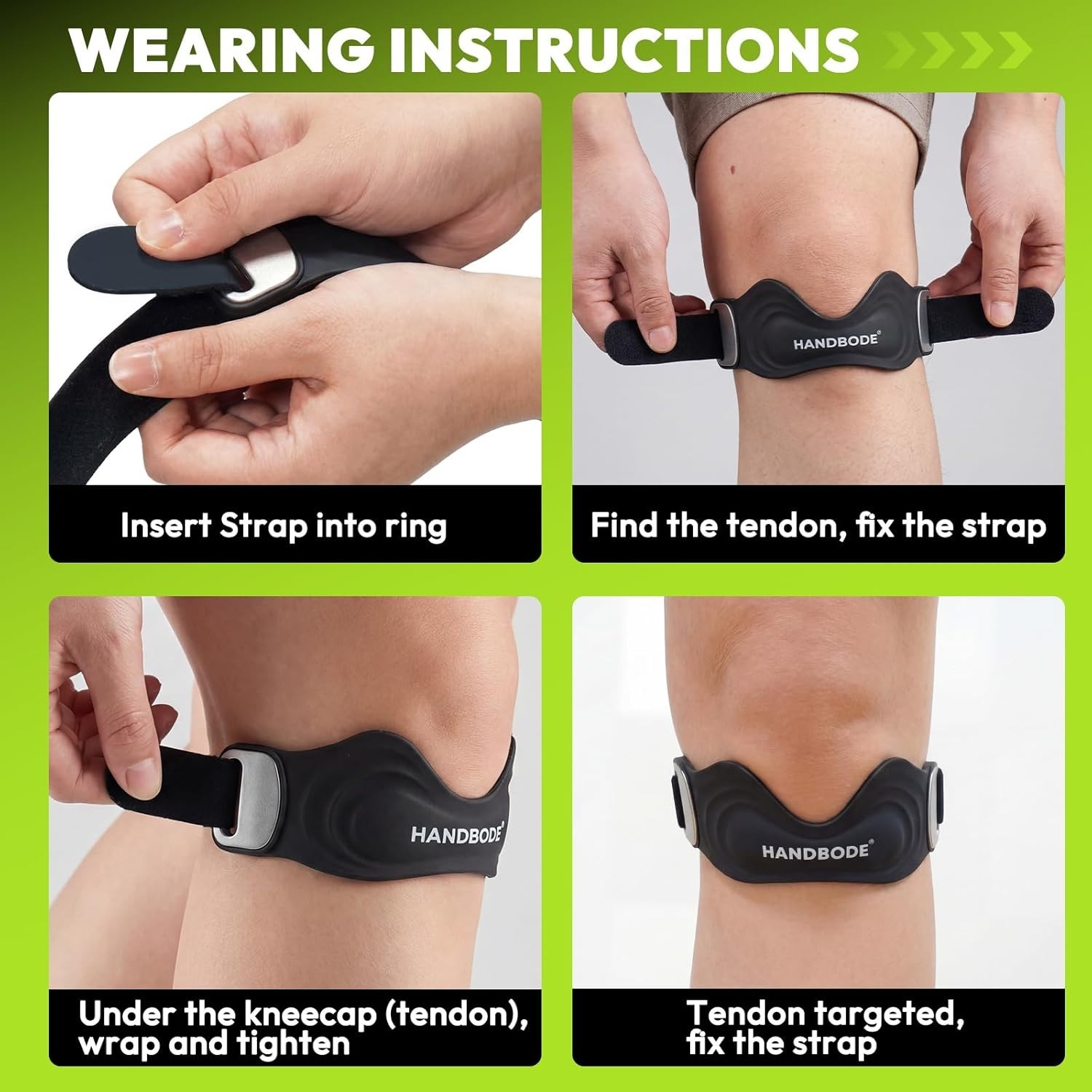 Patellar Tendon Support Strap, Silicone Knee Brace for men women