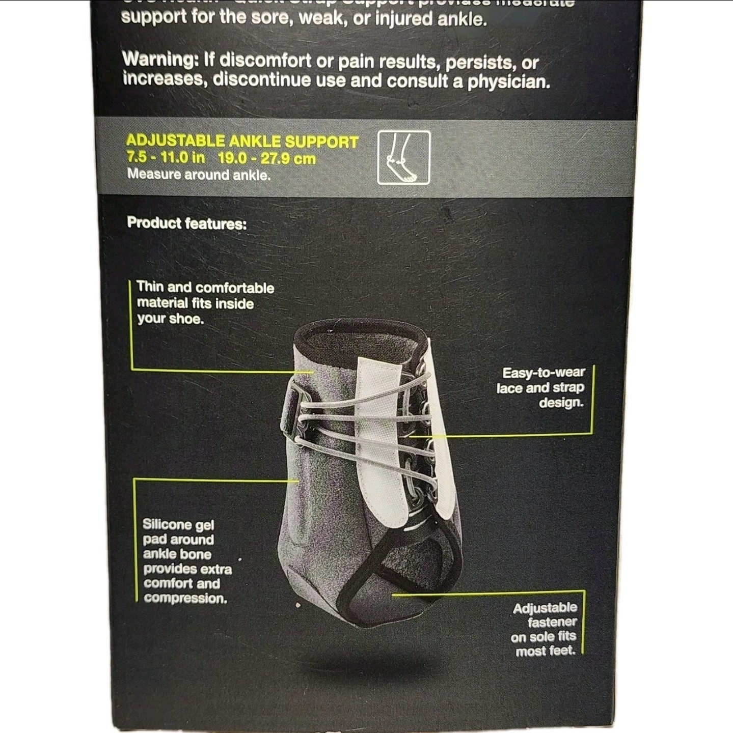CVS Health Quick Strap Ankle Support Brace One Size Moderate Support New In Box!