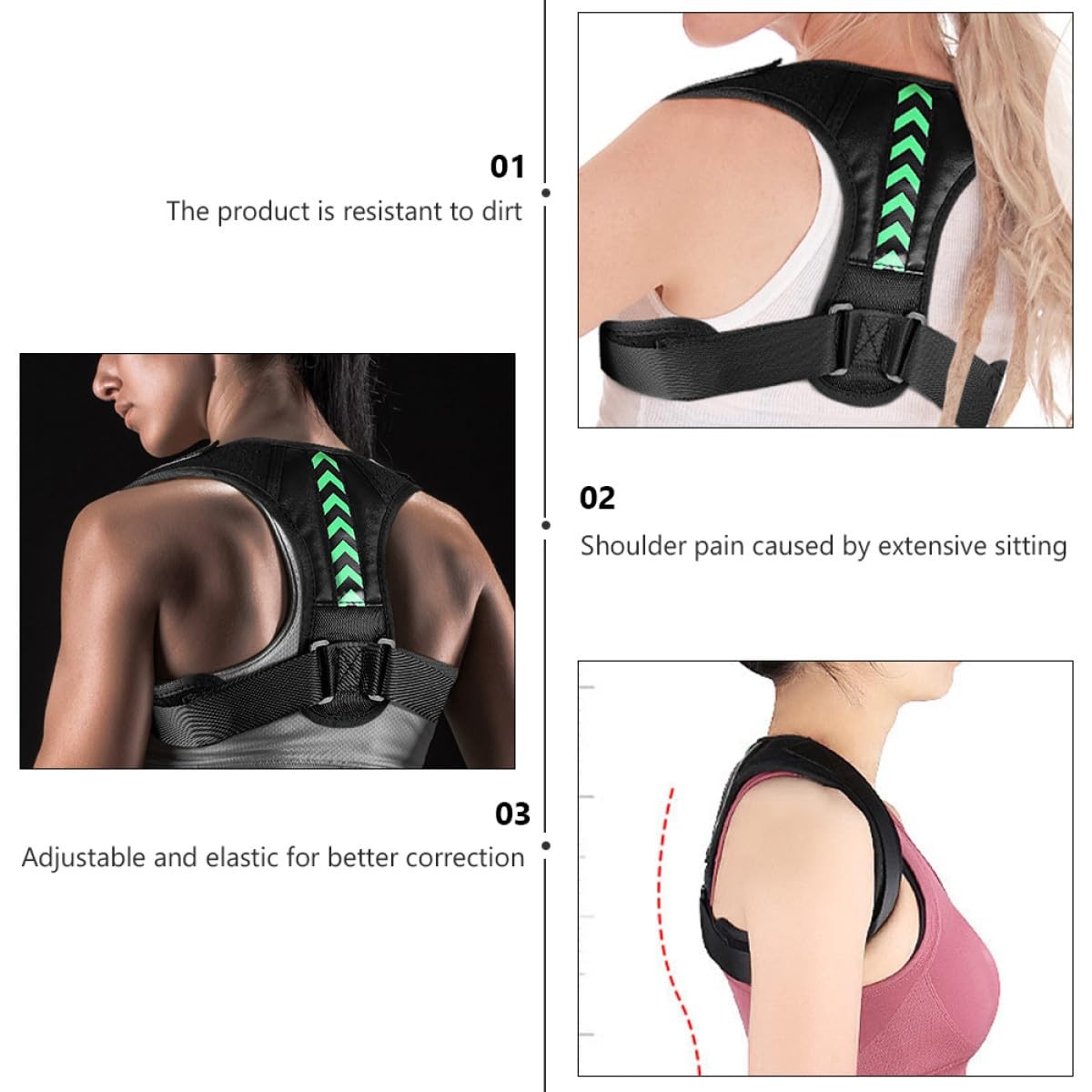 Adjustable Back Posture Corrector Strap for Men Women Upper Back Brace with S…